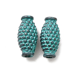 Античный Бронзовый Зеленый Сплавочные овальные бусины тибетского стиля , без кадмия, без никеля и без свинца, долговечный, античная бронза и зеленая патина, 12.5x6 мм, отверстие : 1.8 мм