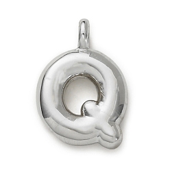 Letter Q Латунные подвески, долговечный, стойки покрытие, без кадмия и без свинца, платина, Буква Q, 15.5x10.5x4.5 мм, отверстие : 2.5 мм
