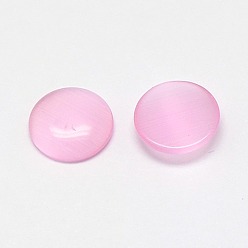 Pearl Pink Cat Eye Cabochons, Half Round, Pearl Pink, 10x2~3mm