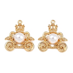 Light Gold Подвески из сплава и пластика с жемчугом, подвески в виде тыквы, золотой свет, 22x19.5x7.5 мм, отверстие : 1.2 мм