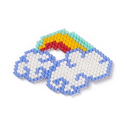 Colorful Handmade MIYUKI Seed Beads, Loom Pattern, Rainbow with Cloud, Colorful, 30x44x1.8mm