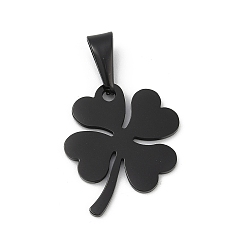 Черный Ионное покрытие (ip) 304 подвески из нержавеющей стали, клевер, чёрные, 25.5x20.5x1.5 мм, отверстие : 10x4 мм