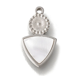 Нержавеющая Сталь Цвет 304 шармы для ручной полировки из нержавеющей стали, с белым акрилом, треугольник и плоский круглый, цвет нержавеющей стали, 15x8.5x2 мм, отверстие : 1.2 мм