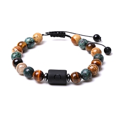 Balance Bracelets de perles tressées en pierres précieuses naturelles, bracelet constellation en verre, libra, 7-1/4~7-1/2 pouce (18.5~19 cm)