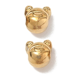 Real 18K Gold Plated 304 Stainless Steel Beads, Frog, Ion Plating(IP), Real 18K Gold Plated, 7.5x7.5x6.5mm, Hole: 2mm