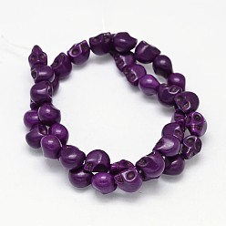 Purple Dyed Synthetic Turquoise Bead Strands, Skull, Purple, 10x8x10mm, Hole: 1mm, about 38~40pcs/strand, 15~15.5 inch