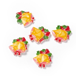 Yellow Christmas Themed Opaque Resin Cabochons, Christmas Bell, Yellow, 20x18x4mm