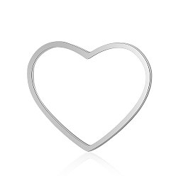 Stainless Steel Color 201 Stainless Steel Linking Rings, Heart, Stainless Steel Color, 23.5x29.5x1mm, Hole: 27x18.5mm