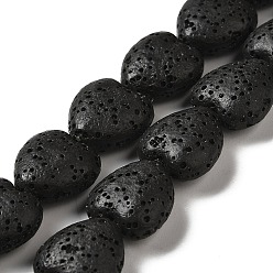 Black Natural Lava Rock Beads Strands, Dyed, Heart, Black, 14x13~13.5x7mm, Hole: 1.2mm, about 30pcs/strand, 16.14''(41~14.5cm)