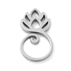 Stainless Steel Color 304 Stainless Steel Charms, Laser Cut, Lotus Charm, Stainless Steel Color, 12x7x1mm, Hole: 1.2mm