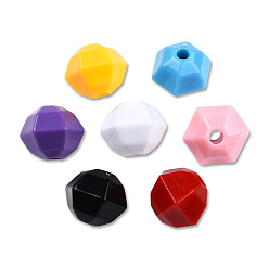 Mixed Color Opaque Acrylic Beads, Faceted Hexagon, Mixed Color, 21x18.5x17mm, Hole: 4.2~4.3mm, about 150pcs/500g