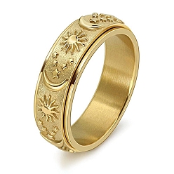 Golden Stainless Steel Rotating Ring, for Men and Women, Golden, US Size 6, 8mm, Inner Diameter: 16.5mm