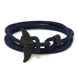 Marine Blue Cotton Cord Bracelets, with Alloy Finding, Marine Blue, 24-3/4 inch(63cm)