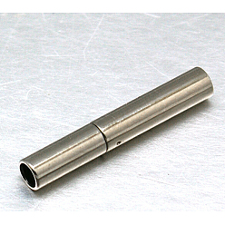 Stainless Steel Color 304 Stainless Steel Bayonet Clasps, Column, Stainless Steel Color, 18x5mm, Hole: 2mm