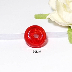 Red Handmade Lampwork Pendants, Anti Leaking Perfume Bottle Pendant, Jade Donut Shape Charm, Red, 20x20mm