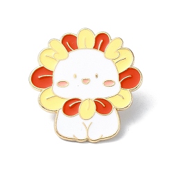 Golden Animal Enamel Pin, Alloy Brooch for Backpack Clothes, Cadmium Free & Lead Free, Flower, Golden, 30x29x1.5mm