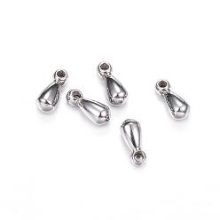 Stainless Steel Color 201 Stainless Steel Charms, Chain Extender Drop, Teardrop, Stainless Steel Color, 6x2.5mm, Hole: 1mm
