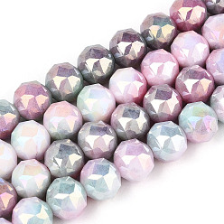 чертополох Антикоррозийные гальванические стеклянные бусины, имитация драгоценных камней, круглые, с покрытием AB цвета, граненые, два тона, чертополох, 9.5~10.2 мм, отверстие : 1.2 мм, около 55~57 шт / нитка, 14.17~14.96'' (36~38 см)