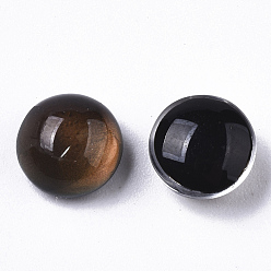 Black Translucent Glass Cabochons, Changing Color Mood Cabochons, Half Round/Dome, Black, 8x5mm