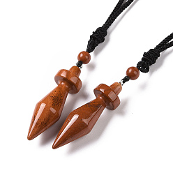 Red Jasper Natural Red Jasper Bullet Pendant Necklace with Nylon Cord for Women, 33.07~35.04 inch(84~89cm)