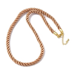 Сэнди Коричневый 5мм нейлоновый витой шнур для изготовления ожерелий, с латунными наконечниками и 304 карабинами из нержавеющей стали, долговечный, стойки покрытие, золотые, песчаный коричневый, 17.72~18.90 дюйм (45~48 см)