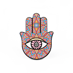 Indian Red Porcelain Cup Mats, Coasters, with Anti-slip Cork Bottom, Water Absorption Heat Insulation, Hamsa Hand/Hand of Miriam with Eye, Indian Red, 150x100mm