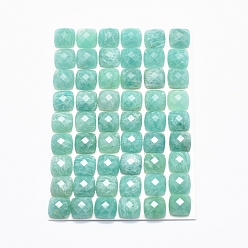 Amazonite Natural Amazonite Cabochons, Faceted, Square, 8x8x3.5~4mm