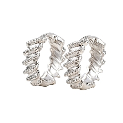 Платина Латунные серьги-кольца, долговечный, стойки покрытие, без кадмия и без свинца, платина, 16.5x18.5x5.5 мм