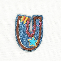 Letter U Computerized Embroidery Cloth Iron on/Sew on Patches, Costume Accessories, Appliques, Letter.U, 38x28mm