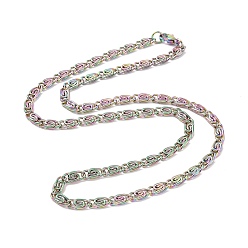 Rainbow Color Ion Plating(IP) 304 Stainless Steel Lumachina Chain Necklaces, with Lobster Claw Clasps, Rainbow Color, 19.76 inch(50.2cm)