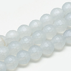 Clear Electroplate Glass Beads Strands, Frosted Style, Faceted Round, Clear, 8x7mm, Hole: 1.5mm, about 72pcs/strand, 20.47 inch