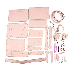 Pearl Pink DIY Knitting Crochet Bag Making Kit, Including Cowhide Leather Bag Accessories, Pearl Pink, 6.5x18.5x14.5cm
