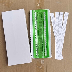 Lime Green Plastic & Foam Floss Embroidery Thread Organizer, with Paper Stickers & Box, for Cross Stitch Thread Embroidery Floss Organizers, Lime Green, 275x110x25mm, Packaging: 290x125x30mm