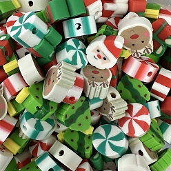 Mixed Shapes Christmas Themed Handmade Polymer Clay Beads, Mixed Shapes, 10mm, about 1000pcs/bag