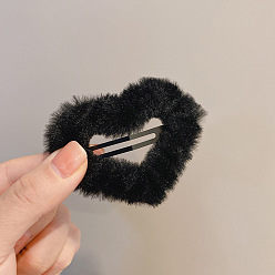 Heart Cute Plush Cloth Snap Hair Clip, Hair Accessories for Women Girls, Heart, 60mm