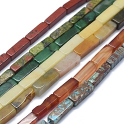 Mixed Stone Natural Mixed Stone Beads Strands, Cuboid, 12.5~13.5x3~5x3~4.5mm, Hole: 1mm, about 30~32pcs/strand, 15.1~15.9 inch(38.5~40.5cm)
