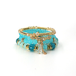 Turquoise Bohemian Crystal Pendant Tassel Bracelet Multi-layered European and American Style Fashion Jewelry
