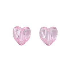 Pink Transparent Acrylic Beads, Heart, Pink, 8x8.5x5.5mm, Hole: 2.5mm, about 2030pcs/500g