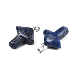 Sodalite Natural Sodalite Pendants, with Stainless Steel Snap On Bails, Mushroom, Stainless Steel Color, 27.5~28.5x23~25x9.5~10.5mm, Hole: 3x5mm