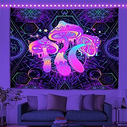Mushroom UV Reactive Blacklight Trippy Wall Hanging Tapestry, Hippie Mushroom Tapestry for Home Decoration, Rectangle, Mushroom, 750x1000mm