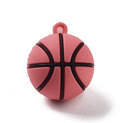 Light Coral PVC Opaque Plastic Pendants, Basketball, Light Coral, 27x31~32mm, Hole: 3mm
