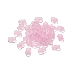 Pearl Pink Transparent Acrylic Beads, Frosted, Peanut, Pearl Pink, 6x4x3mm, Hole: 1mm, about 10230pcs/500g