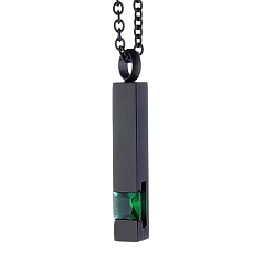 Emerald Stainless Steel Urn Ashes Necklace, with Glass Rhinestone Pendant Necklace for Women, Emerald, Pendant: 0.98x0.79x0.24 inch(2.5x2x0.6cm)