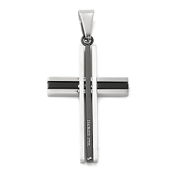 Нержавеющая Сталь Цвет 304 подвески из нержавеющей стали, крест очарование, нержавеющая сталь цвет и черный, 41x25x4 мм, отверстие : 9x5 мм