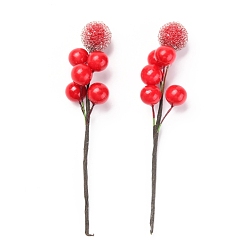 Red Foam Artificial Christmas Berries with Branch, Simulation Fruit, for Christmas Tree, Home Decorations, Wedding, DIY Crafts, Red, 85~98x21x15mm