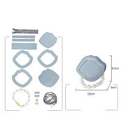 Light Blue Handmade DIY Pearl Handle Shell Shape Bag Making Kit, Including PU Leather Bag Accessories, Light Blue, 19x17x5cm