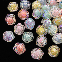 Mixed Color Transparent Acrylic Beads, Bead in Bead, AB Color, Flower, Mixed Color, 11.5x11x10.5mm, Hole: 2mm, about 826pcs/500g