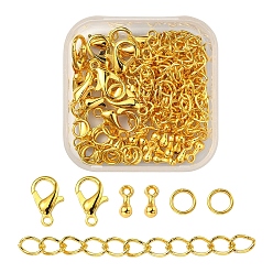 Golden DIY End Chain Making Kit, Including Alloy Charms & Clasps, Iron Ends Chains & Jump Rings, Golden, 80pcs/box