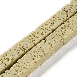 Pale Goldenrod Synthetic Lava Rock Dyed Beads Strands, Cube, Pale Goldenrod, 6~7x6~6.5x6~6.5mm, Hole: 0.7mm, about 60pcs/strand, 14.76''(37.5cm)
