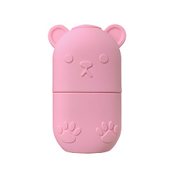 Pink Многоразовый силиконовый ролик для льда в форме медведя, держатель льда для массажа лица, для сужения пор, уменьшения морщин, косметических принадлежностей, розовые, 6.2x11.2 см